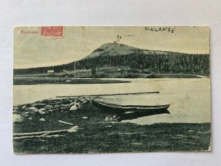 1915 Old Postcard Finland Suomi Aavasaksa Lake And Boat