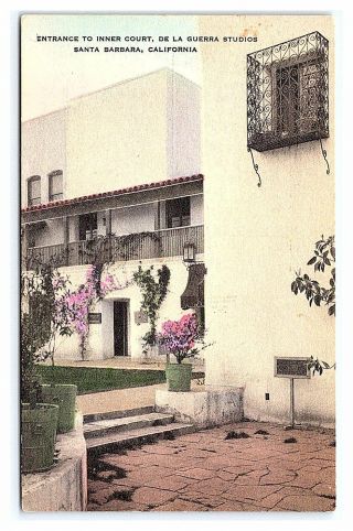 Vintage Postcard Hand Colored Albertype De La Guerra Studios Santa Barbara C10