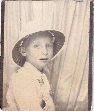 Vintage Photo Booth: Adorable Young Boy With Safari Type Hat