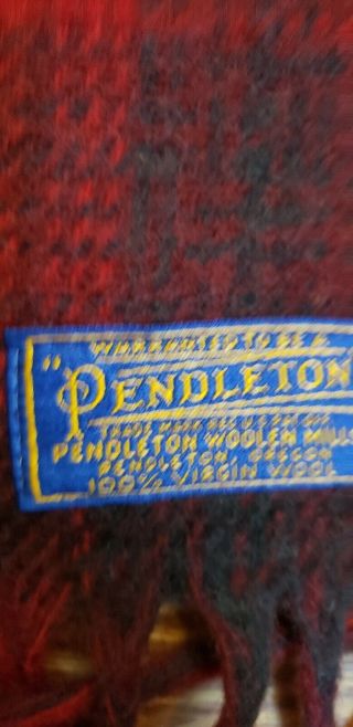 Vtg Pendleton Blanket In A Bag Wool Stadium Blanket Grey Red Plaid 2ftx6ft