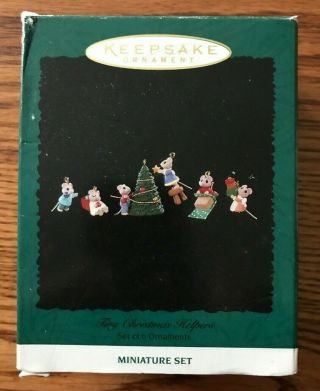 1997 Hallmark Keepsake Mini Ornaments - Tiny Christmas Helpers - Mice - Set 6