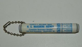 Vintage Hc Maasberg Agency Insurance Key Chain Pill Holder Case Steeleville Il