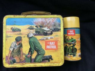 1967 The Rat Patrol Metal Lunchbox With Thermos Rare
