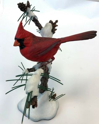 9 " Danbury Bob Guge Winters Jewel Lifelike Red Cardinal Bird Resin Figurine