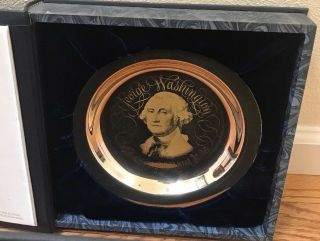 George Washington & John Adams Sterling Silver 24k Gold Franklin Ltd.  Ed.
