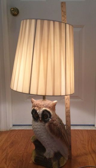 VTG Vintage MCM Mid Century Modern 1970s Huge Owl Table Lamp with Shade - 2