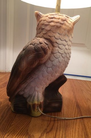 VTG Vintage MCM Mid Century Modern 1970s Huge Owl Table Lamp with Shade - 6
