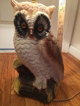 VTG Vintage MCM Mid Century Modern 1970s Huge Owl Table Lamp with Shade - 7