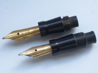 2 X Swan No 4 14ct Gold Nibs (one Eternal) Together With Feeds And Sections.
