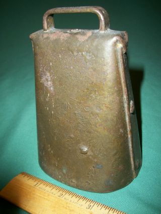 Antique / Vintage Riveted 5 ½” Cow / Goat Bell w/Iron Clapper 6