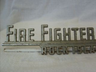 FIRE FIGHTER TRUCK CO ADVERTISING NAME PLATE EMBLEM ROCK ISLAND,  ILL AUTOMOBILIA 3