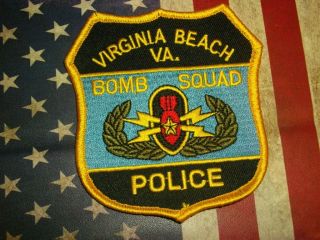 Virginia Beach Bomb Squad Police Patch Winged Military Ordnance Unmounted