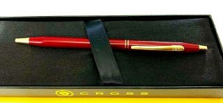 Cross Century Dark Red Lacquer B/p Pen 23kt Gold Accents Rare/vintage W/gift Box