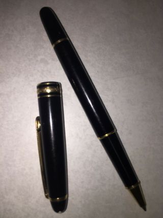 Authentic Monte Blanc Meisterstuck Ballpoint Pen Black With Crack.  Needs Ink 5