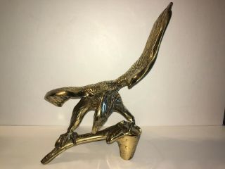 Vintage Large Solid Yellow Brass American Bald Eagle Statue