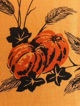 Vintage 1960s Orange Pumpkin Print Tablecloth 58 x 101 