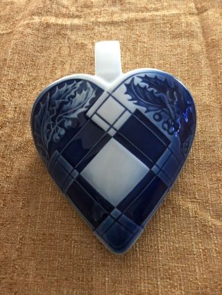 Royal Copenhagen Christmas Heart Wall Vase In Blue And White Porcelain