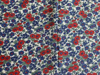 Vintage White With Red & Blue Floral Print Feedsack No Longer A Sack