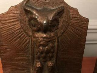 Vintage Brass Bronze Owl Bookends Pair Heavy Antique 3