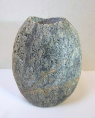 Vintage Lee Spiller Natural Stone Vase 4 - 1/2 " Tall Real Rock Made In Nh Signed