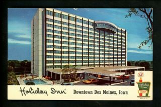 Holiday Inn Motel Hotel Postcard Iowa Ia Des Moines Downtown Conceptual Drawing