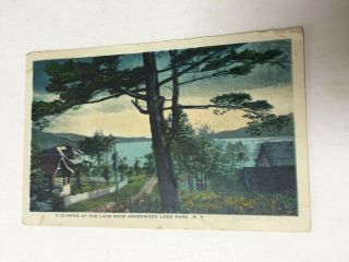 Vintage Postcard,  Greenwood Lake Park York,  Lake,  Cabins