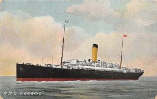 Rms Romanic Ocean Liner Ship White Star Line Boston Liverpool Uk 1911 Postcard