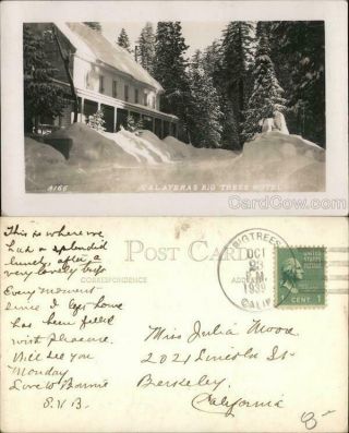 1939 Rppc Calaveras Big Trees Hotel Santa Cruz County California Postcard