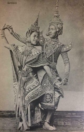 Thai Dancers " Actress " Bangkok Thailand Ca 1910s Vintage Postcard