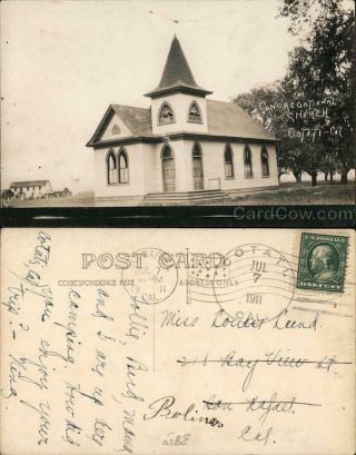 1911 Rppc Cotati,  Ca Congregational Church Sonoma County California Postcard