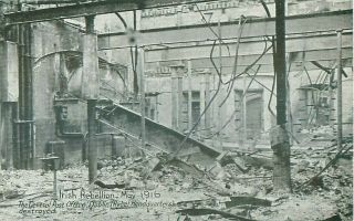 Pc Dublin Irish Rebellion General Post Office Ruins Shell Damage Ireland 1916