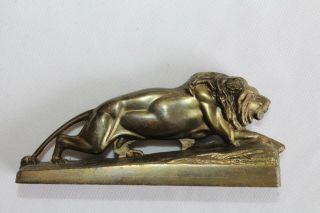 VINTAGE BRASS LION ADVERTISING PAPER WEIGHT - HENNINGER FUNERAL HOME READING PA. 4