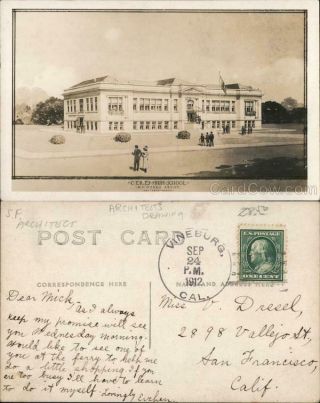 1912 Rppc San Francisco,  Ca Ceres High School California Education Postcard