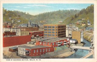 D67/ Welch West Virginia Wv Postcard C1910 Business Section Birdseye