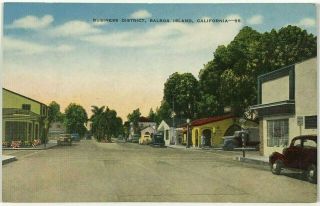 Vintage Postcard Balboa Island California Ca Street View Cars Business District
