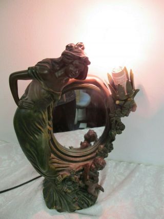 Crosa Lighted Mirror Night Light Lamp Art Nouveau Cherub Child Mother Goddess