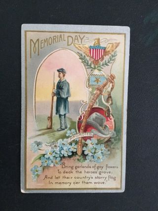 Vintage Postcard - Memorial Day Remembering Civil War Veterans,  Postmarked 1910