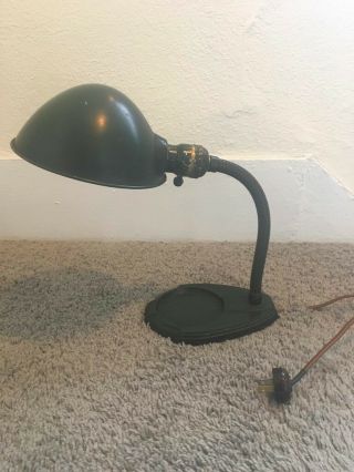 Antique 1920s Art Deco Gooseneck Table Desk Lamp,  Rewired