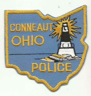 Conneaut Ohio Oh Police Patch Lighthouse State Shape Old