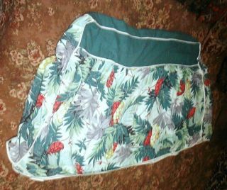 Vintage 1940s Tropical Bark Cloth Slip Cover Cone Flowers Green Gray Pink