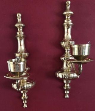 Vintage Brass Ornate Wall Sconces Candle Holders Hollywood Regency