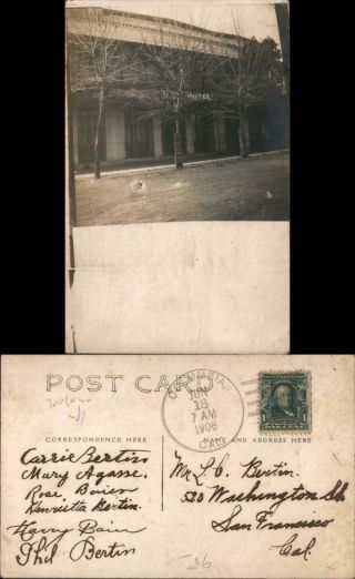 1908 Rppc Columbia,  Ca City Hotel Tuolumne County California Real Photo Post Card