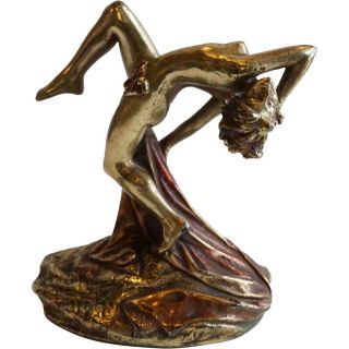 American Armor Bronze Corporation Art Deco Bronzed Plaster Dancer Statue Bookend
