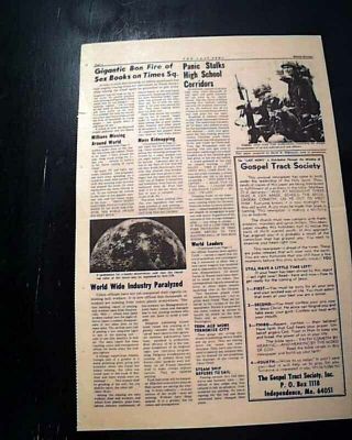 Rare CHRIST RETURNS End of the World Time Gospel Tract Society 1960? Newspaper 6
