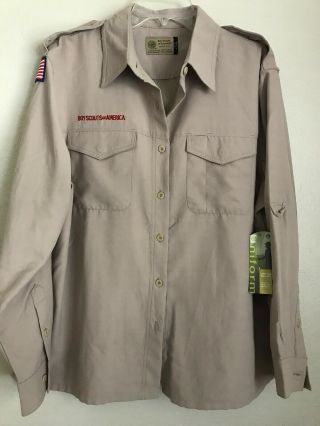Adult Ladies Xl Summer Microfiber Vented Boy Scout Bsa Uniform Shirt Upf 40,