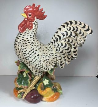 Fitz And Floyd 16 " Rooster Gardening Gourmet Figurine Ceramic Centerpiece
