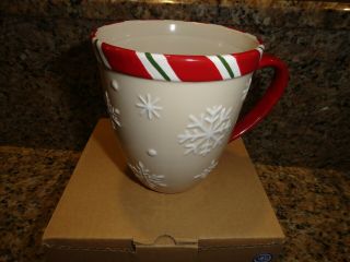 Longaberger Pottery Snowflake Jumbo Mug Holiday Pattern
