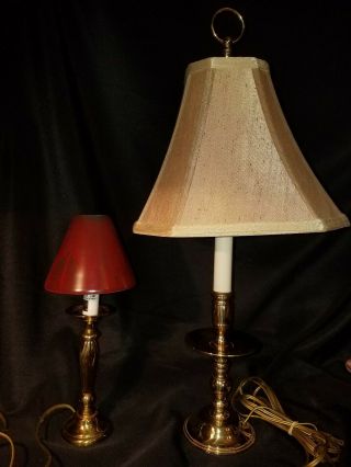 2pc Classic Baldwin Brass Colonial Williamsburg Candlestick 23 " Desk Table Lamps