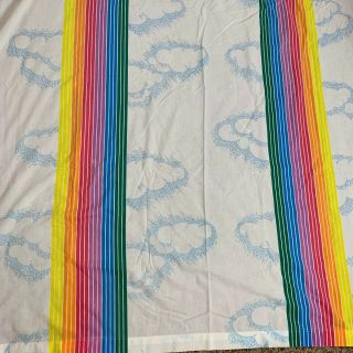 Pacific Rainbow Clouds Twin Flat Bed Sheet Vintage Retro Fabric Usa Made