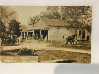Real Photo Rppc Postcard View Of Store With Horses,  Carriages Kingston,  Indiana